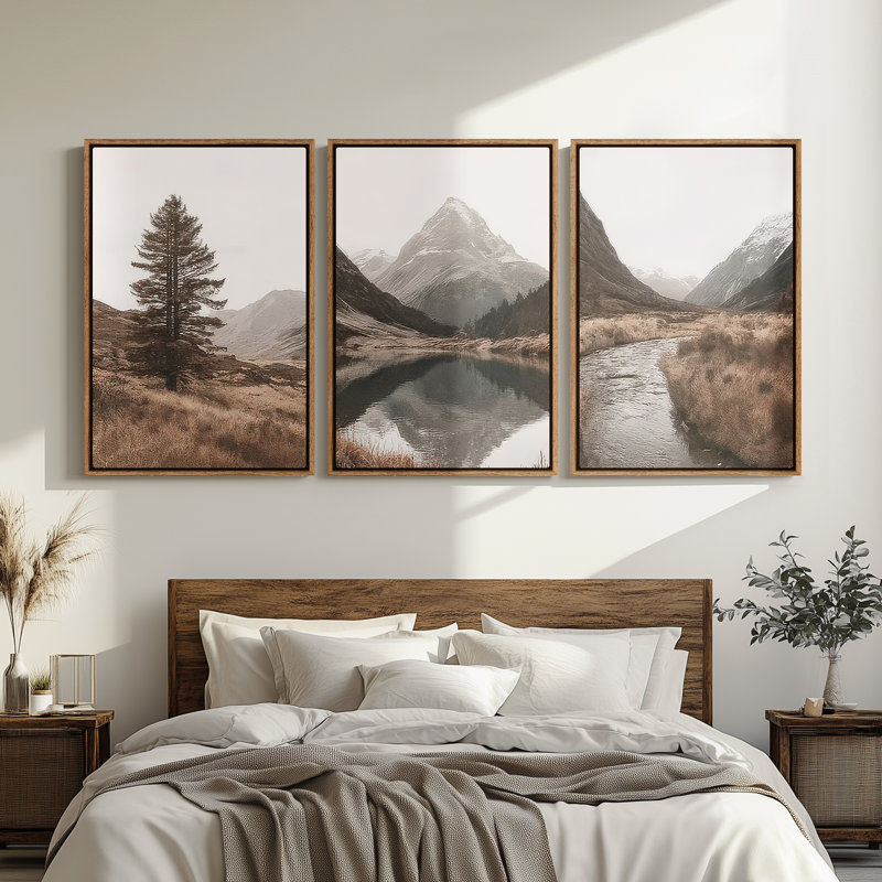Framed Canvas wall Art, Vintage Abstract Wall pirnts for Bedroom, Natural, 24" H x 16" W
