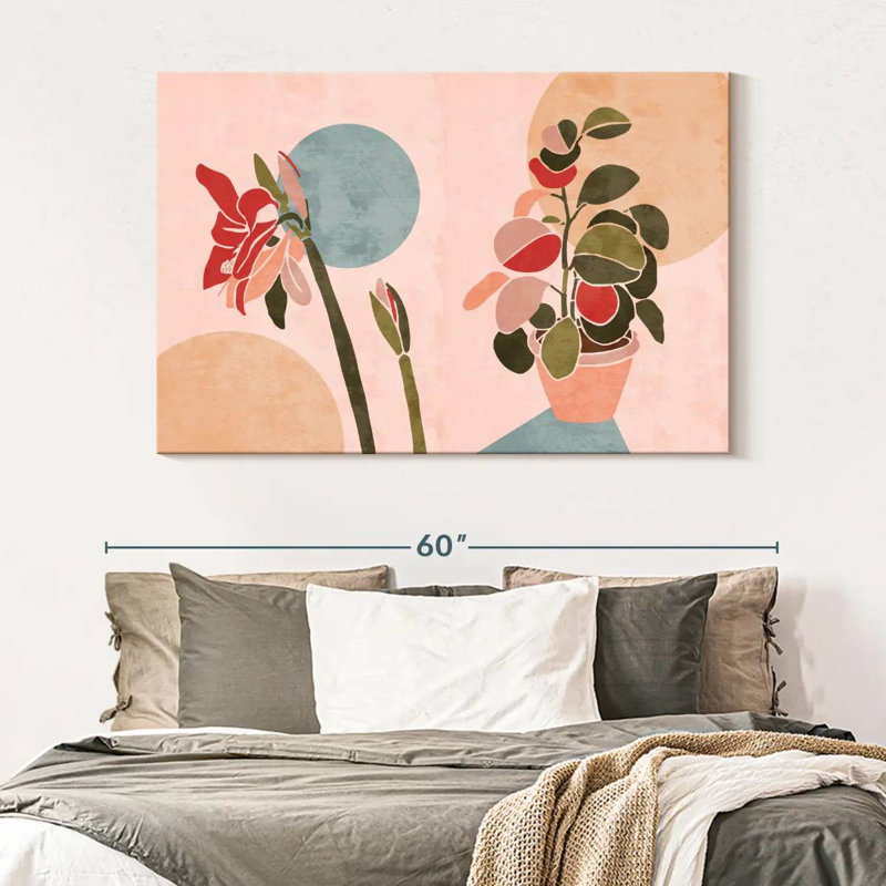 Plantes botaniques sur toile, H 34 po x l 51 po x P 1,25 po