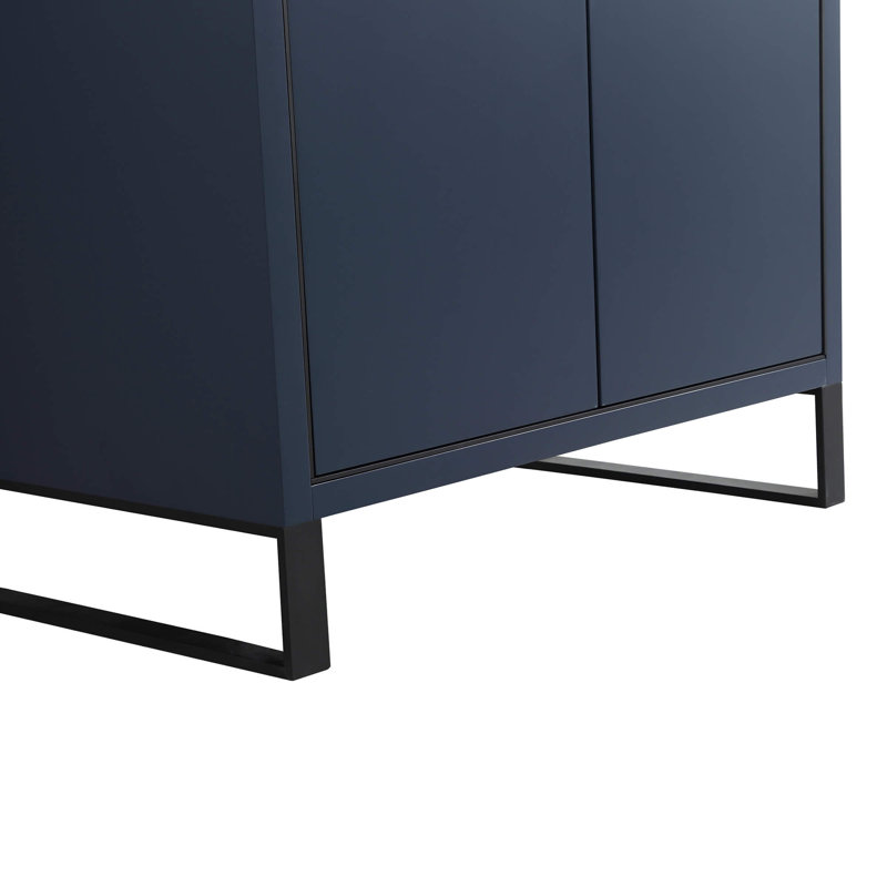 Gesa 30'' Single Bathroom Vanity with Stone Top, Matte Black, Navy Blue