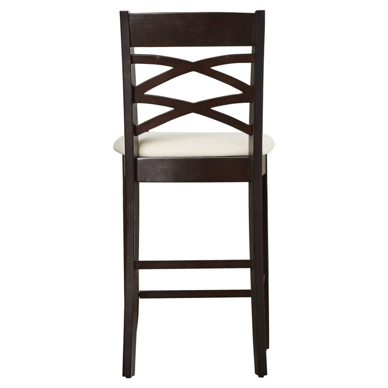 Jeanine Upholstered Counter Stool with Solid Wood Frame, Beige, Brown