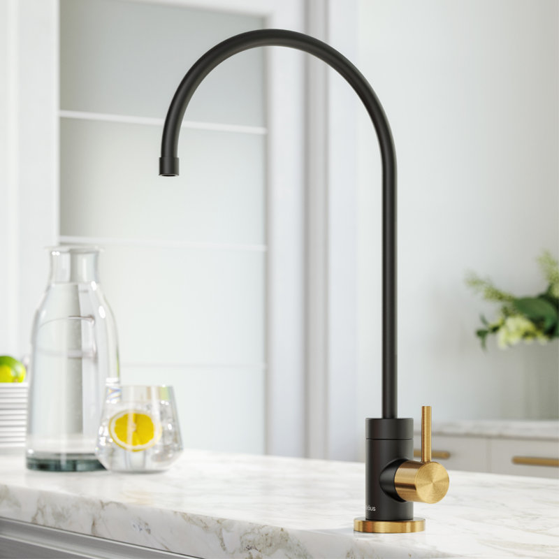 Robinet de cuisine 100% sans plomb Purita, Laiton brossé / noir mat