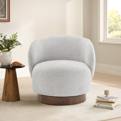 Modern Swivel Barrel Chairs With Wood Base