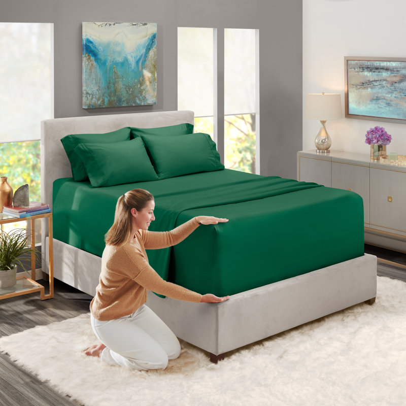 California King Hunter Green Microfiber Deep Pocket Sheet Set