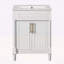 Meuble-lavabo élégant avec lavabo en céramique intégré et grand espace de rangement-695773479