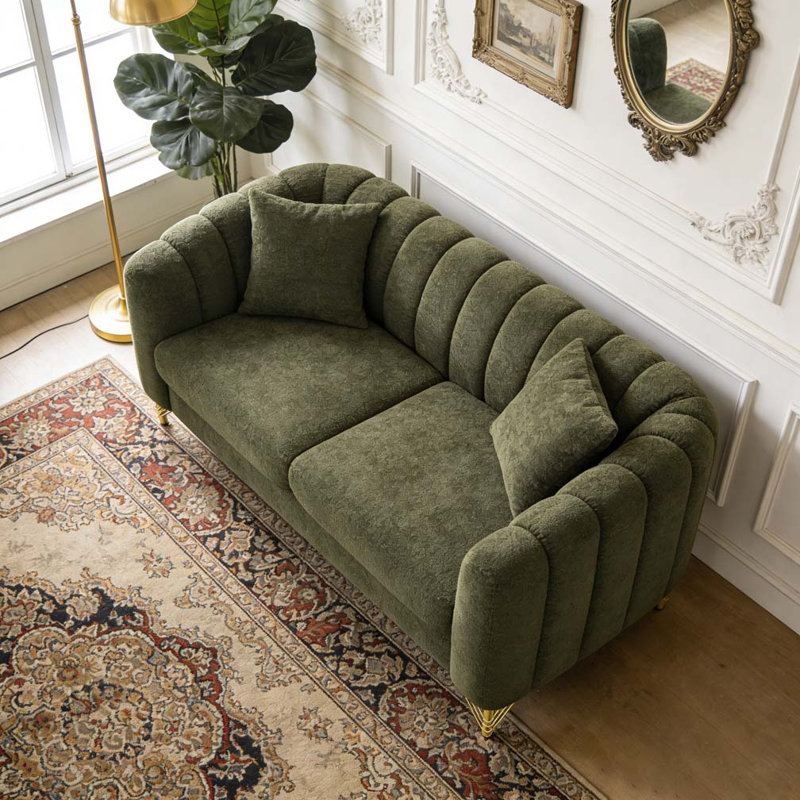 Canapé 63 po en chenille, H 30 po x l 63 po x P 33,5 po, 2, Vert