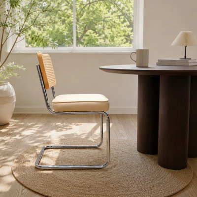 Ensemble de 2 chaises de salle à manger modernes de style Mid-Century, chaises d'appoint latérales rembourrées en velours avec pieds chromés pour la cuisine du salon