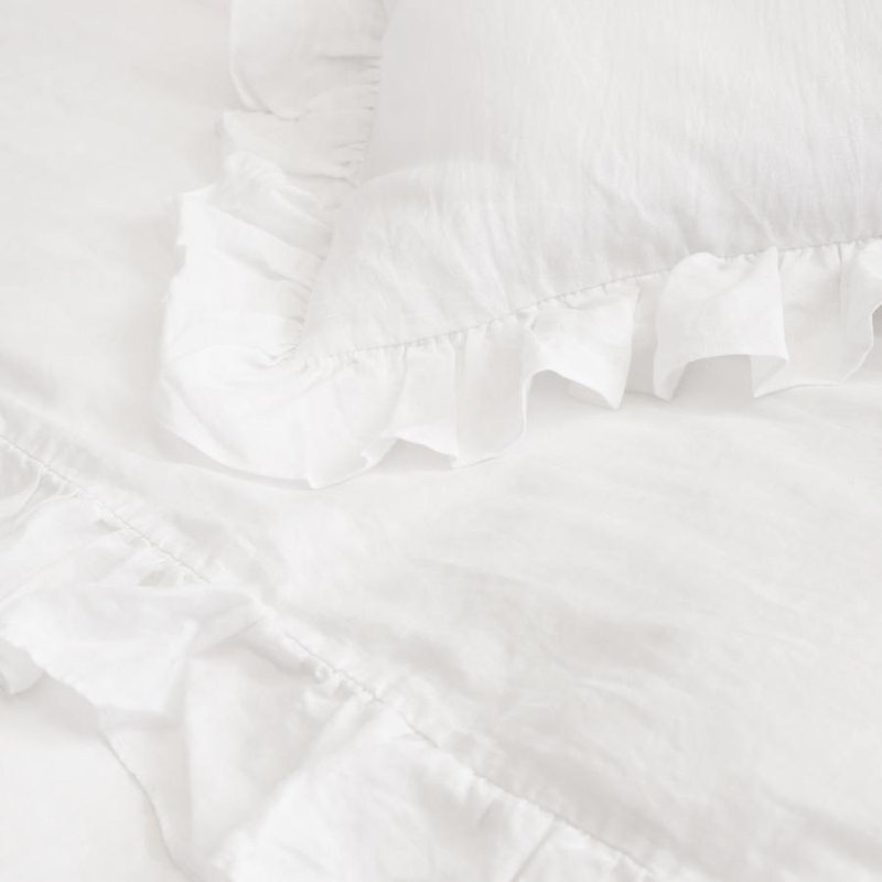 Charlie Linen Lumbar Pillow Cover & Insert, White