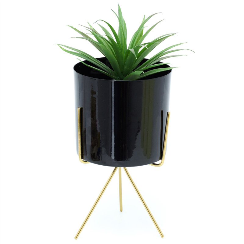 Allare Metal Cachepot, Black, 22cm H x 12cm W x 12cm D