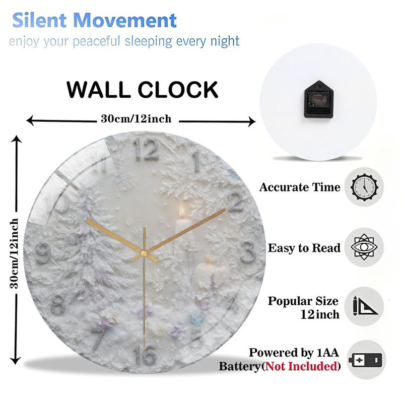 Horloge murale de Noël avec horloge murale 12 po