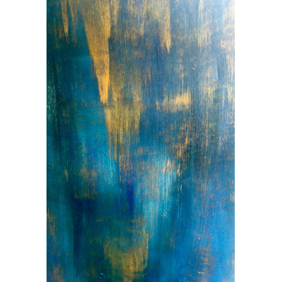 «Blue and Gold Abstract» par - peinture sur toile tendue