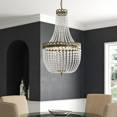 Bernhard 5 - Light 20"W Dimmable Empire Modern/Traditional Chandelier with Crystal Accents for Living Room or Dining Room