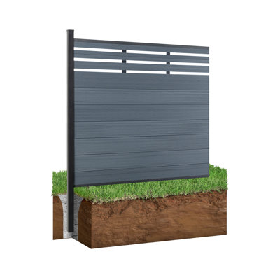 Panneau de clôture semi-fermé en composite 8 pi avec poteau (H 2 pi, Groud 6 pi)