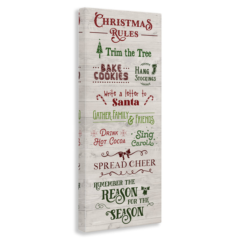 «Rustic Christmas Rules», art mural sur toile par Amanda Murray, H 24 po x l 10 po
