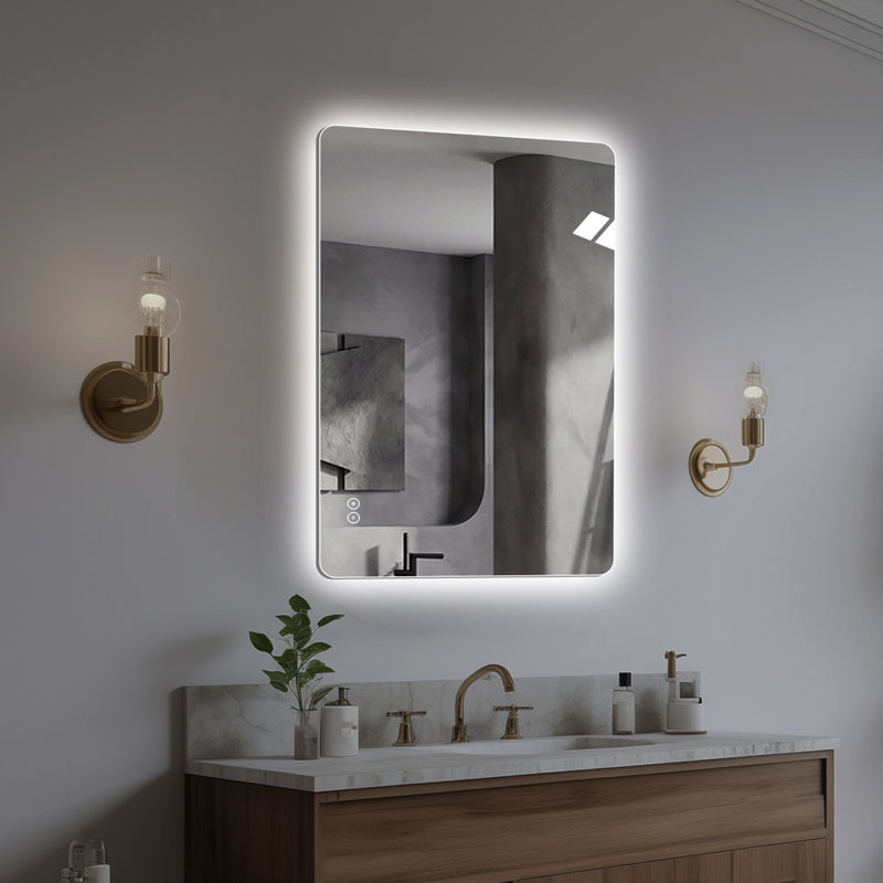 36" x 24" Frameless LED Backlit Bathroom Mirror, 3 Color Dimmable Light, Anti-Fog, Touch Control, Wall Mounted Vanity Mirror