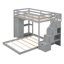 Lit superposé simple au-dessus de double avec tablettes à 3 niveaux, tiroirs et escalier de rangement-1235834898