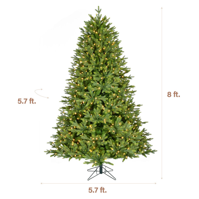 8-Foot Green Fir Artificial Christmas Tree with Warm White LED Lights