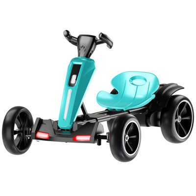 Kart électrique à pédales de 12 V pour enfants, kart à dossiers, siège d'extérieur avec siège réglable, 4 roues antidérapantes en EVA pour garçons et filles de 3 à 6 ans (BLEU clair) Aucune garantie fournie.