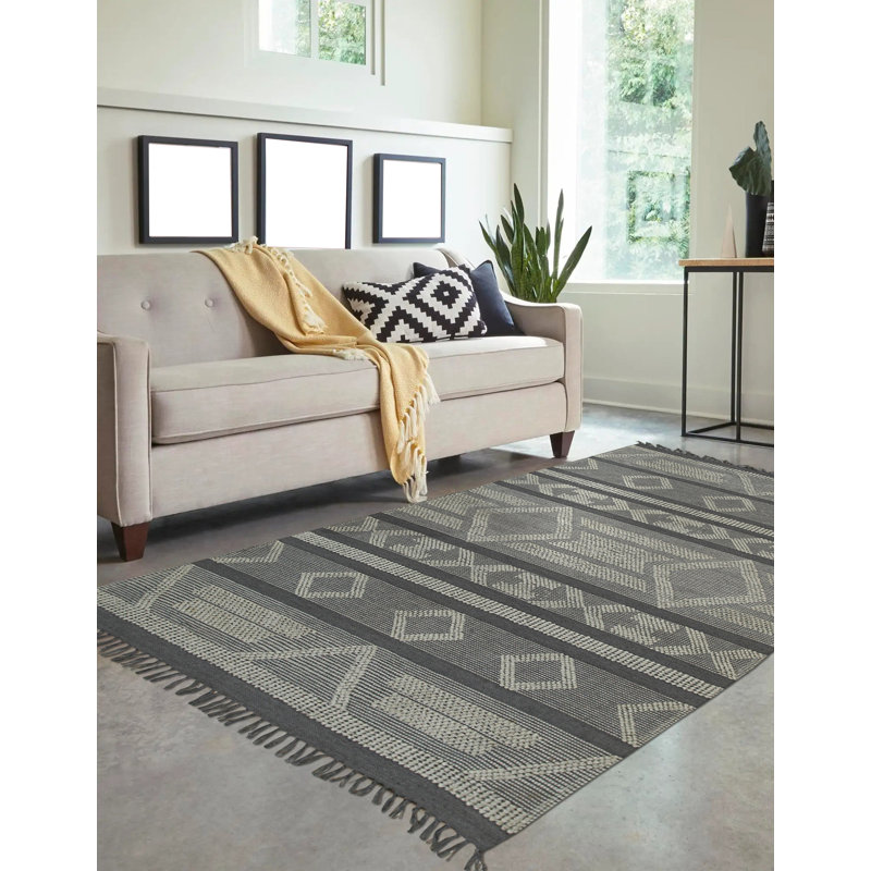 Vibrant Iris Gray Handmade Contemporary Transitional Polyester Area Rug, Rectangle 8' x 10'