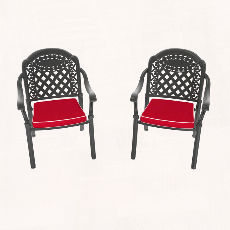 Ensemble de 2 chaises de patio en fonte d'aluminium avec finition thermolaquée et empilable