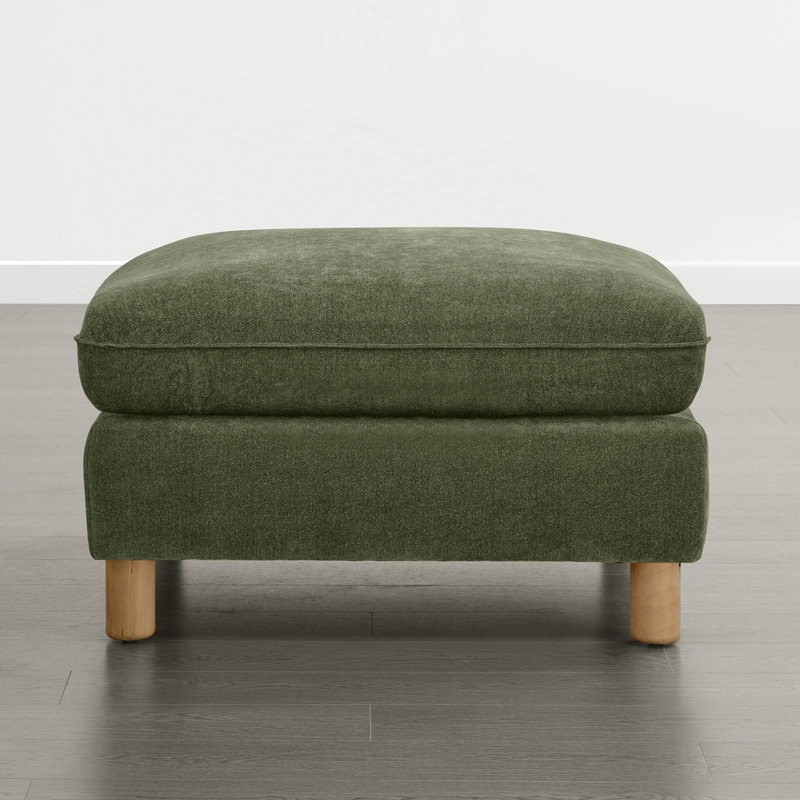 Repose-pieds rembourré avec base en bois massif l 34,6 po Solena, Vert