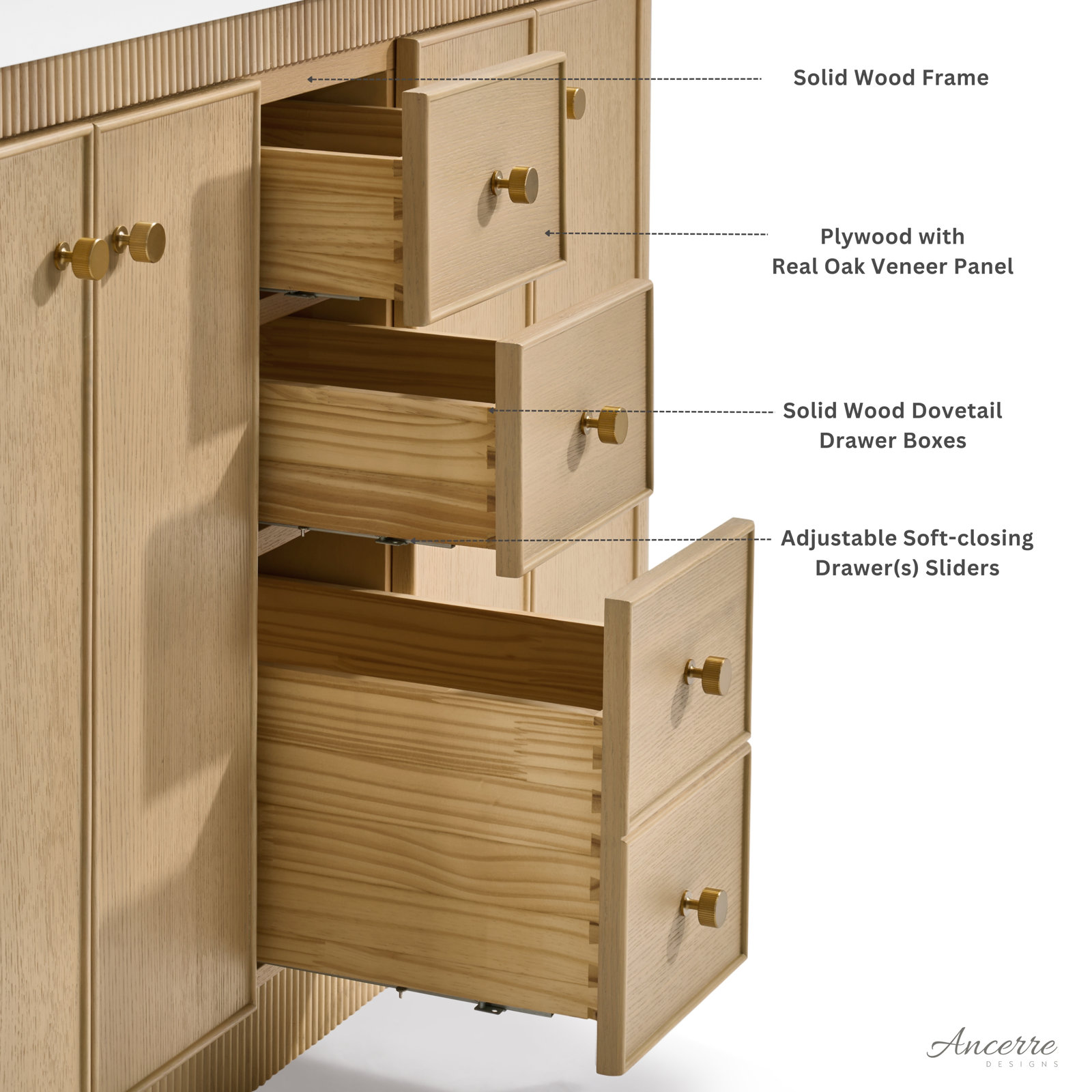 Aston Oak Single Bathroom Vanity, 60 inch, Natural Oak