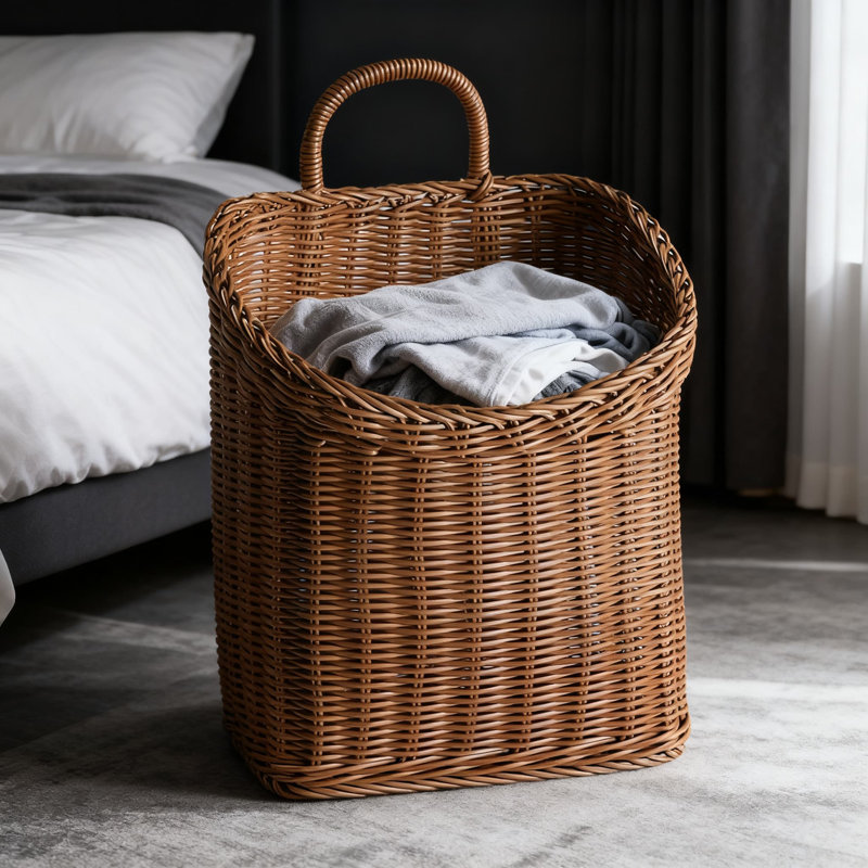 Un ensemble de trois pièces de grand, moyen et petit, grand panier à suspendre au mur pour le rangement, organisateur en rotin tissé pour la cuisine, la salle de bain, le dortoir et le salon