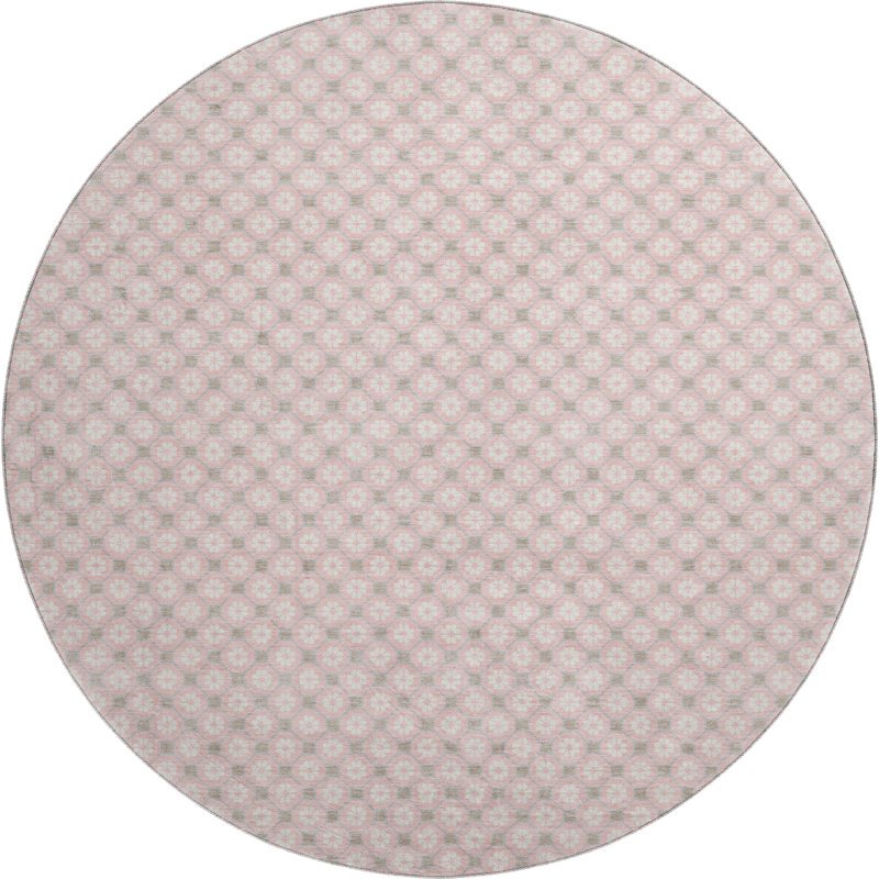 Premium Machine Washable Sykora AMF1428 Lattice Rug, Round 8'