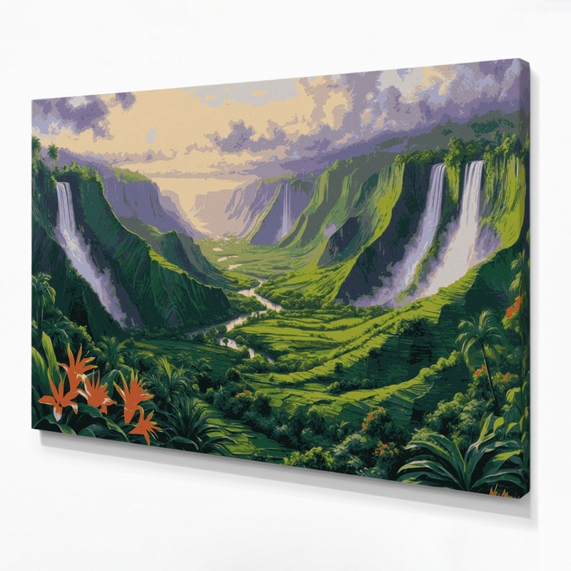 «Hawaiian Valleyys», art mural sur toile verte, H 12 po x l 18 po