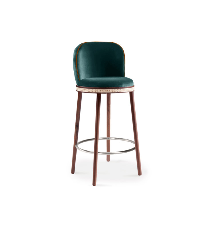 Tabouret de bar et de comptoir Alma, Canard, Nickel satiné, Tabouret de bar (siège d'une hauteur de 30 po)