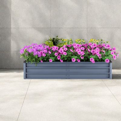 Large Durable Planters, Galvanized Metal 6x3x1 Ft, Modern Backyard