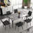 6 Seat Modern Stone Dining Table Set With Faux Leather Side Chairs, 7-piece Dining Set-111464707-111464709