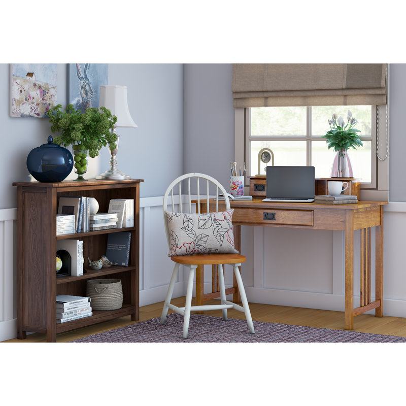 Somerville 3-Shelf Low Wide Bookcase, Adjustable Shelves | Deep Rustic Brown Lacquer