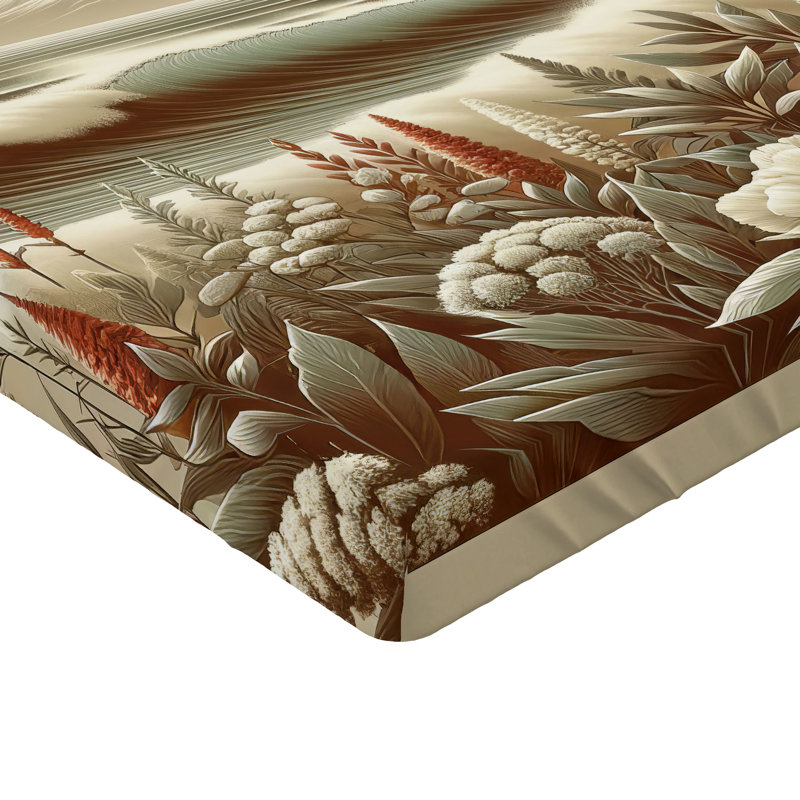 Drap-housse nautique Ambesonne_ Bord de mer floral et bateau_ Saumon foncé, Simple