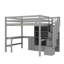 Lit mezzanine double avec bureau, armoire et escalier de rangement-114446994