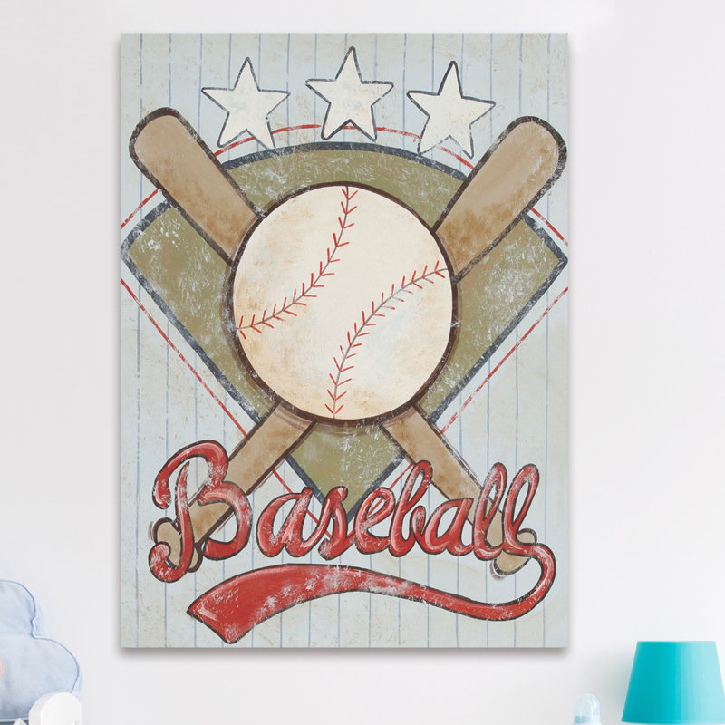 "Baseball Stars" par Reesa Qualia, reproduction sur toile tendue, H 52 po x l 40 po x P 1,5 po