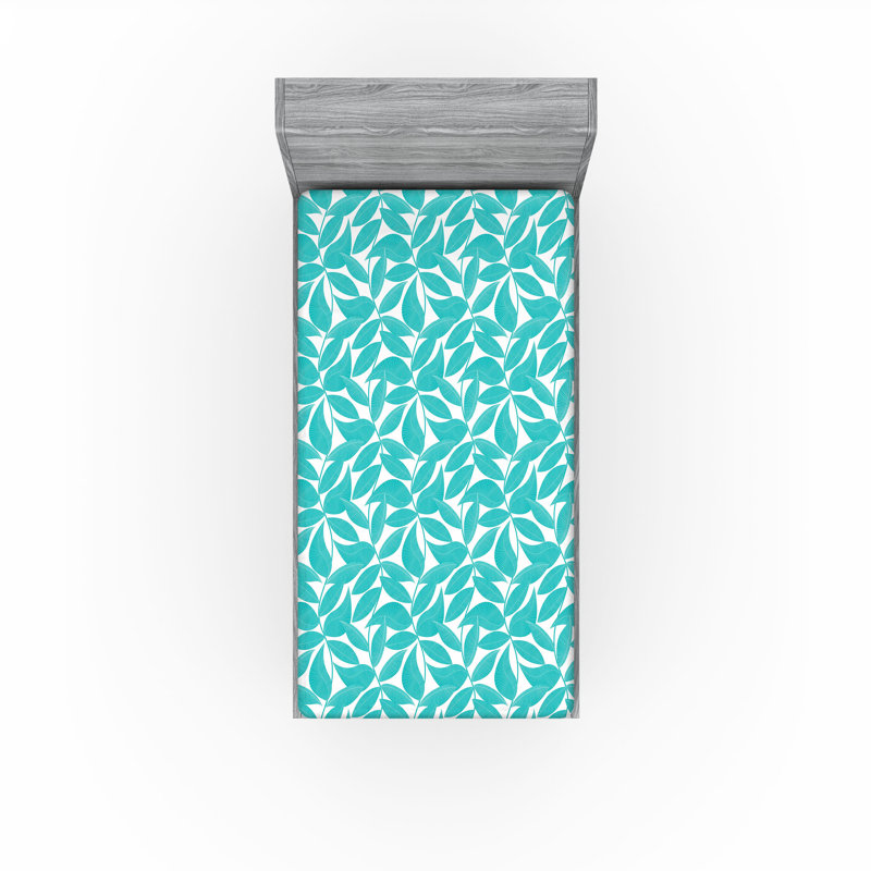 Drap-housse Ambesonne, paquet de 2, Turquoise / motif floral blanc, Drap-housse simple TG