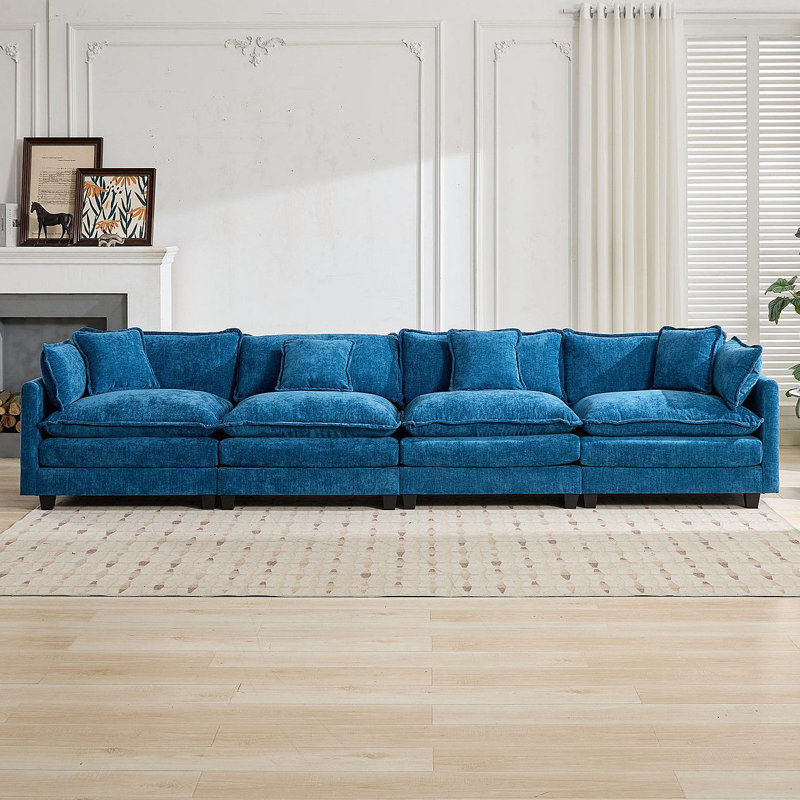 Canapé Cloud 4 places (le repose-pieds n'est pas inclus), canapé modulaire moderne, pour chambre à coucher et appartement dans le salon, coussin de siège rembourré à double couche, tissu chenille respirant