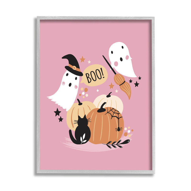 Pink Boo - fantômes d'Halloween - 231, H 14 po x l 11 po x P 1,5 po, Estampe numérique Farmhouse