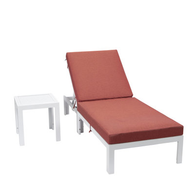 Chelsea Outdoor Metal Chaise Lounge with Table , Cushion Included
