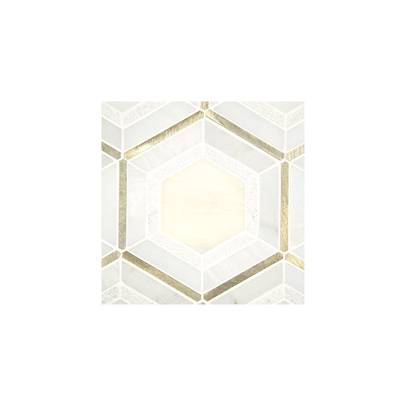 Artemis Hexagon 10 in. x 12 in. Stone Metal Blend Mosaic Wall Tile, Venetian Oro