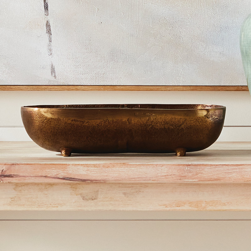BRANDON NARROW DECORATIVE BOWL LARGE, 3.25" H x 13" W x 6" D