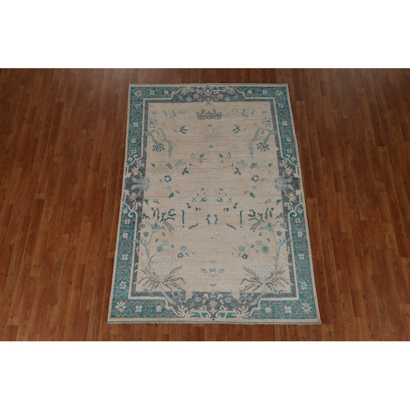 One-of-a-Kind 4'11" x 7'1" New Age Rectangle Wool Area Rug in Beige
