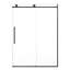 Mortix 60 po X P 74 po H Porte de douche coulissante simple sans cadre en noir mat avec transparent 5/16 po Verre