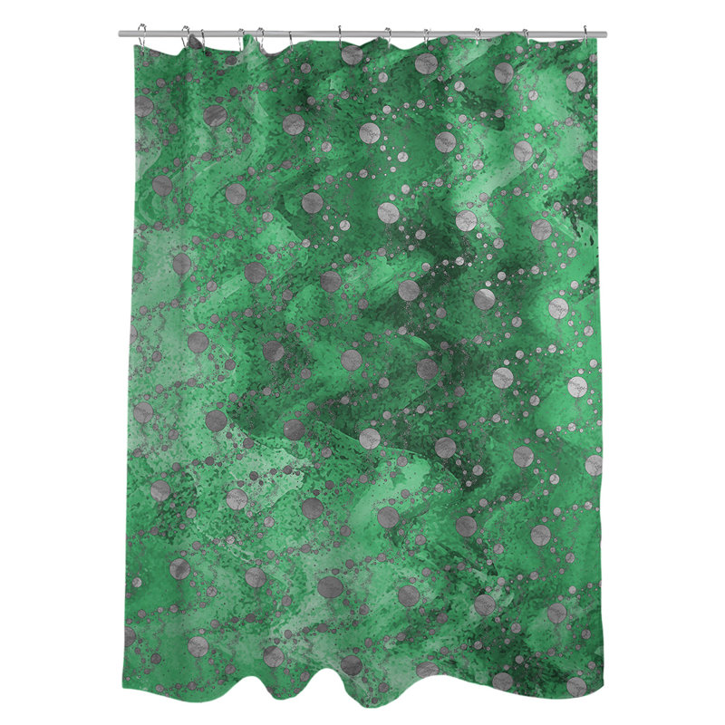 Rideau de douche simple planètes et étoiles, Vert