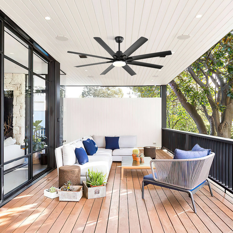 66 Inch Low Profile Ceiling Fan With Dimmable Lights And Smart Remote Control 6 Speed Reversible Noiseless Dc Motor For Indoor