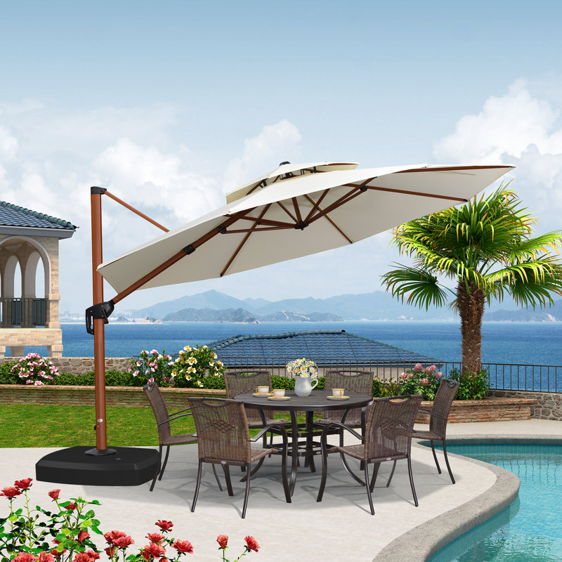 Parasol en porte-à-faux 144 po, Crème, crème
