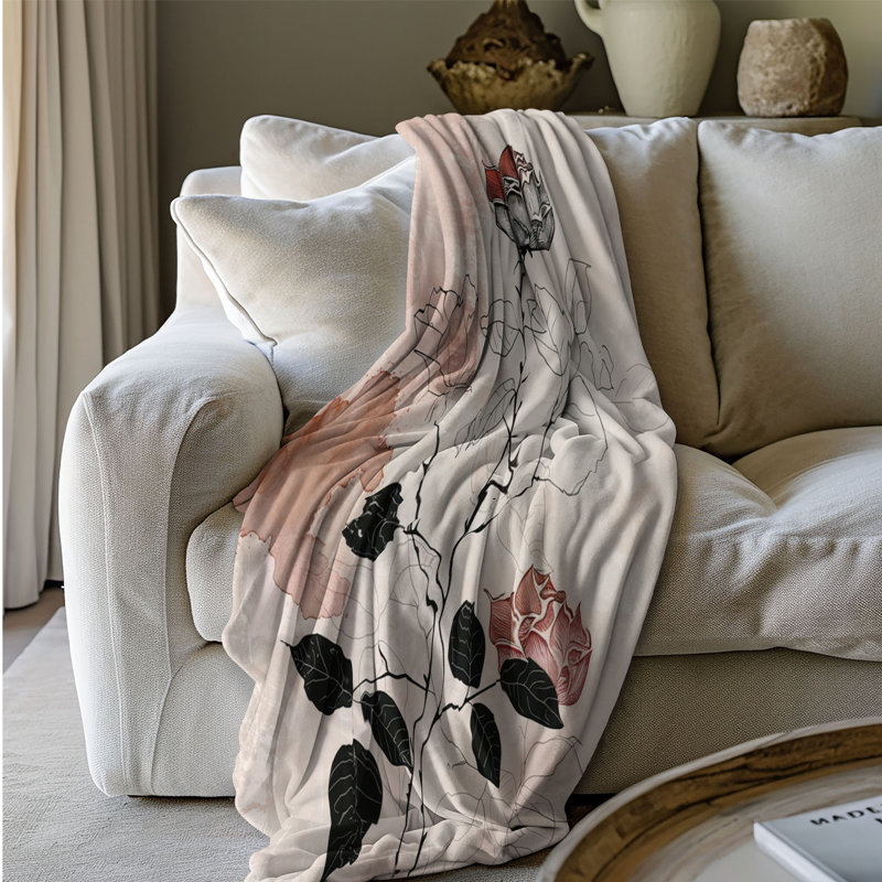 Elegant Black Roses - 1 pièce Sherpa Premium, Grand lit
