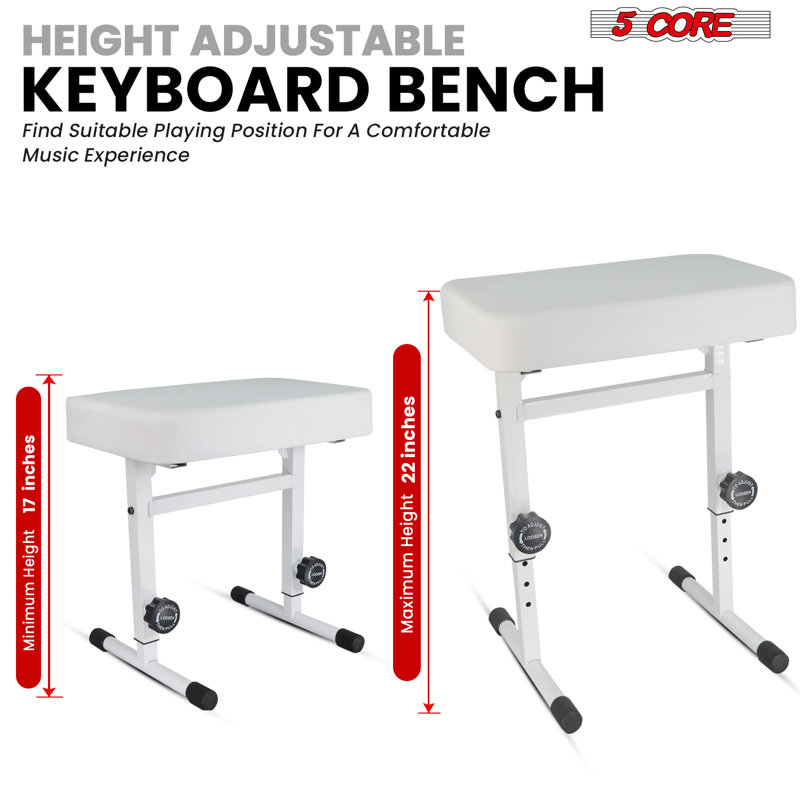 5 Core Keyboard Bench Piano Stool Thick Padded Seat Height Adjustable Keyboard Chair