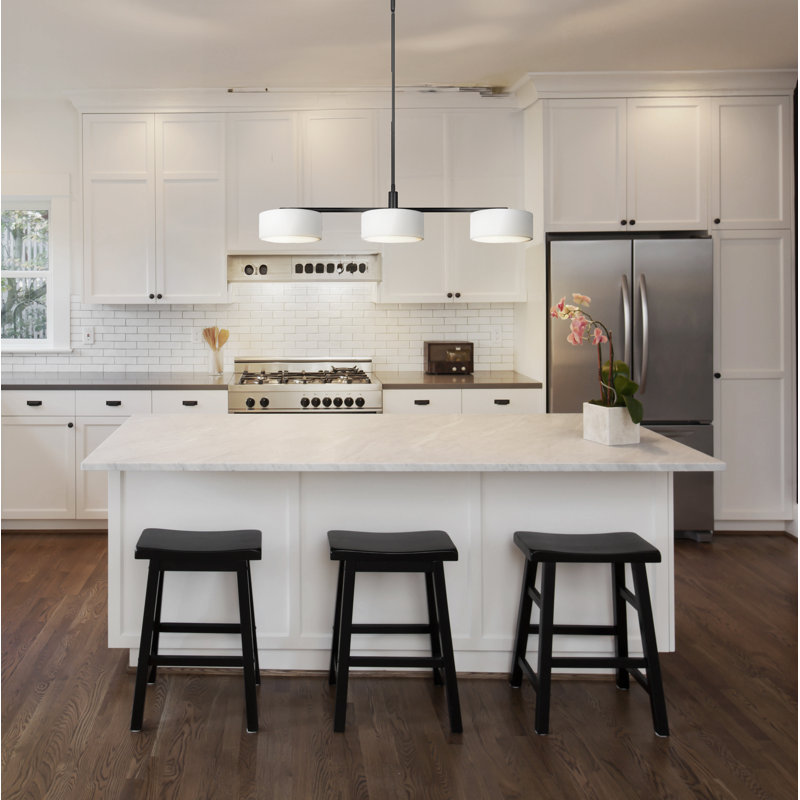 Luminaire suspendu pour îlot de cuisine à 3 lumières DEL noir mat Cabery