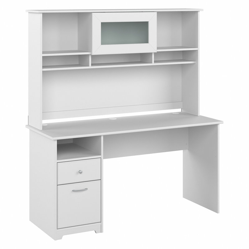 Bureau d'ordinateur avec huche Ozro, Blanc, H 66,3 po x l 59,45 po x P 23,19 po
